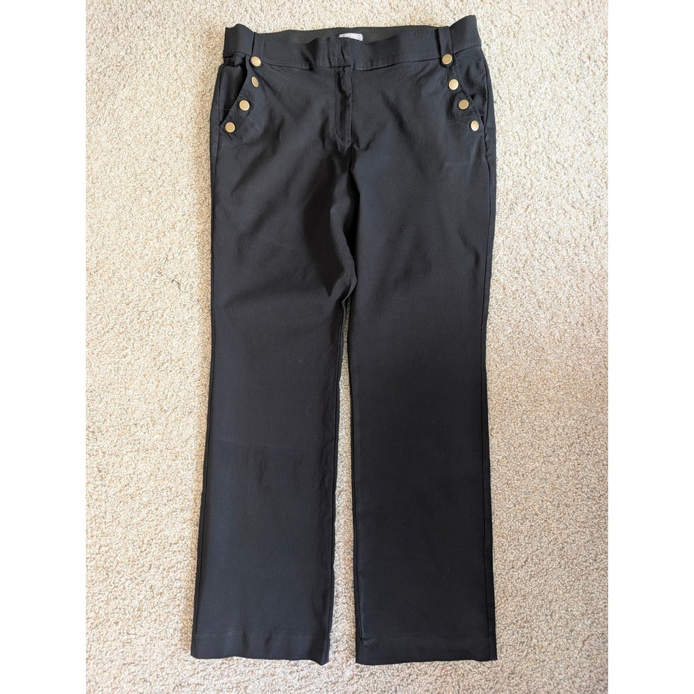 Maurices Womens Black Sailor Button Dress Pants XL Reg Stretch Straight Leg